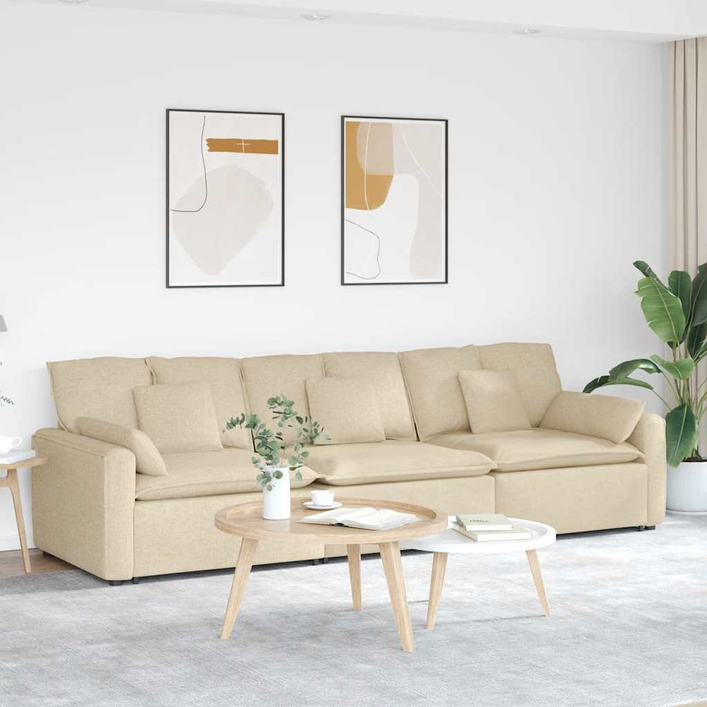 vidaXL Canapea modulară cu perne, crem vidaXL Canapea modulară cu perne, crem