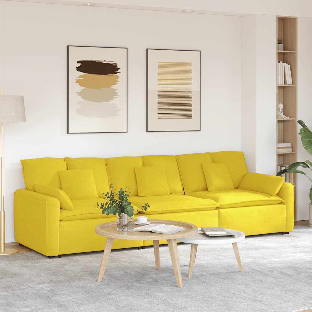 vidaXL Canapea modulară cu perne, galben deschis vidaXL Canapea modulară cu perne, galben deschis