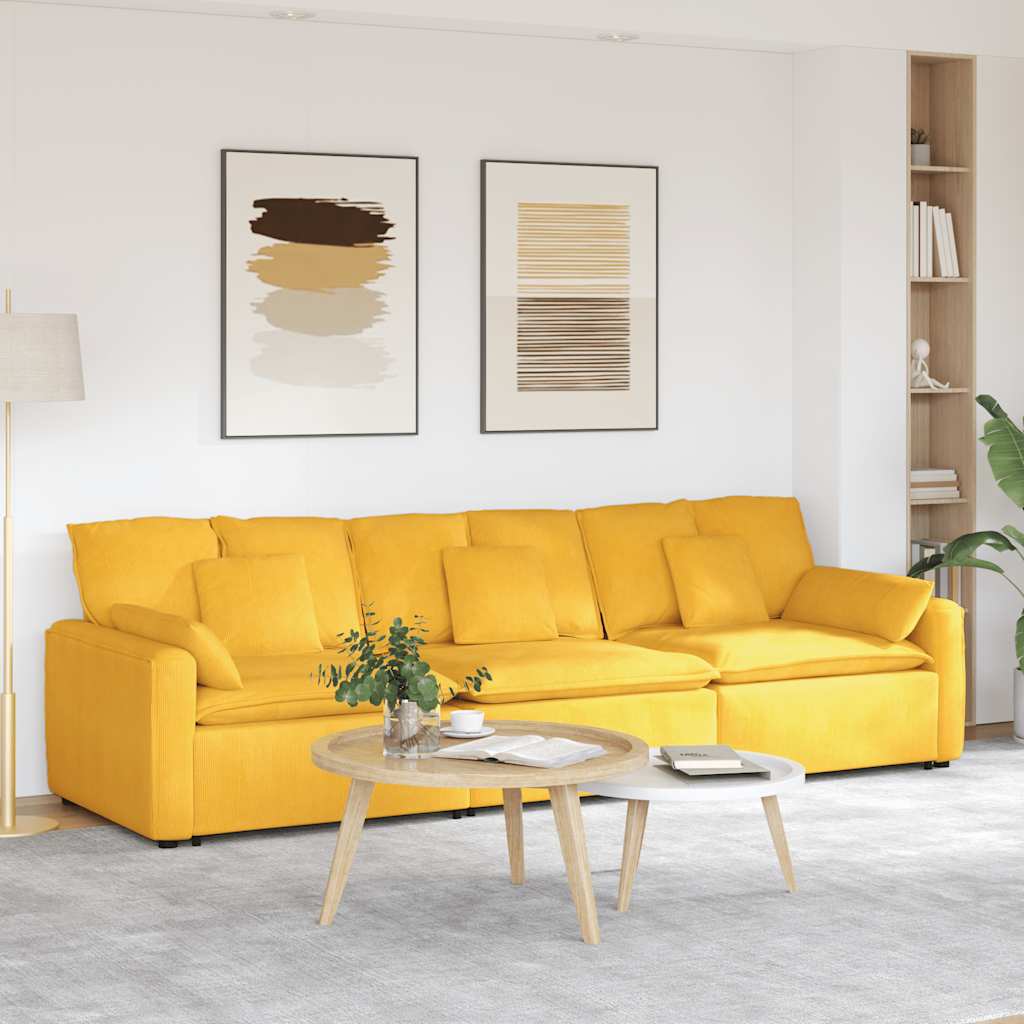 vidaXL Canapea modulară cu perne, galben deschis vidaXL Canapea modulară cu perne, galben deschis