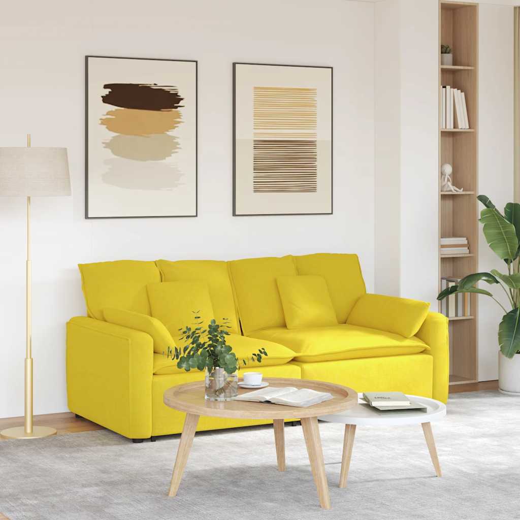 vidaXL Canapea modulară cu perne, galben deschis vidaXL Canapea modulară cu perne, galben deschis
