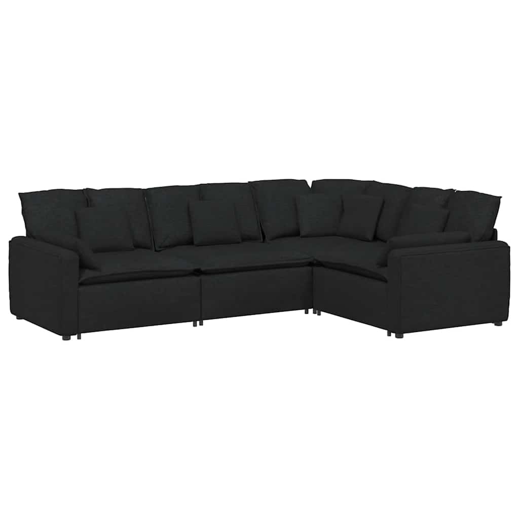 vidaXL Canapea modulară cu perne, negru, textil vidaXL Canapea modulară cu perne, negru, textil