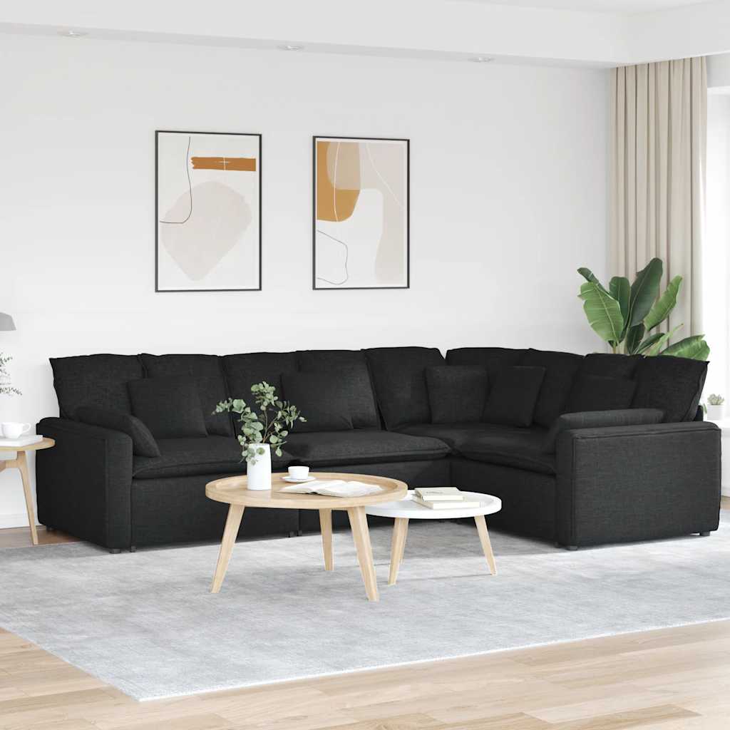 vidaXL Canapea modulară cu perne, negru, textil vidaXL Canapea modulară cu perne, negru, textil