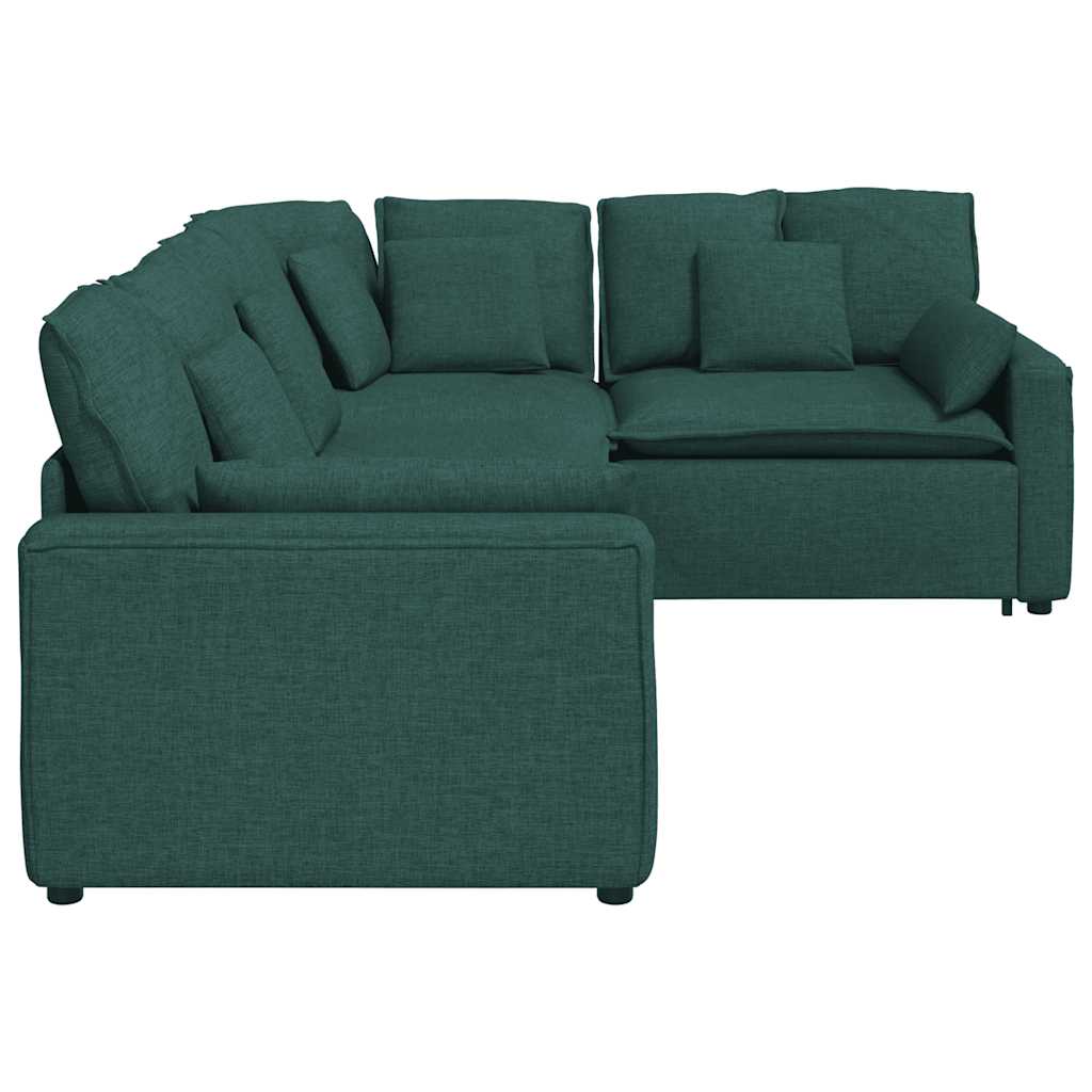 vidaXL Canapea modulară cu perne, verde închis, textil vidaXL Canapea modulară cu perne, verde închis, textil