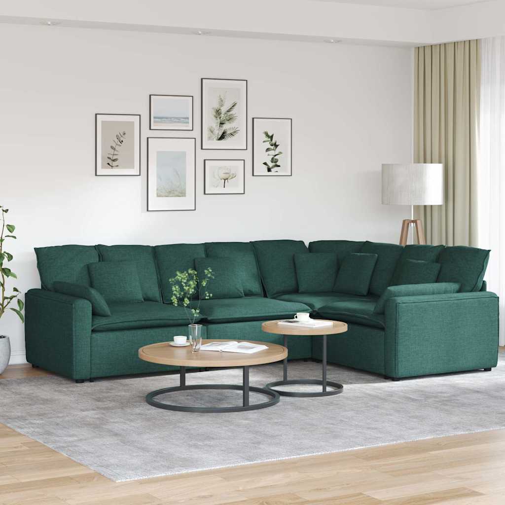 vidaXL Canapea modulară cu perne, verde închis, textil vidaXL Canapea modulară cu perne, verde închis, textil