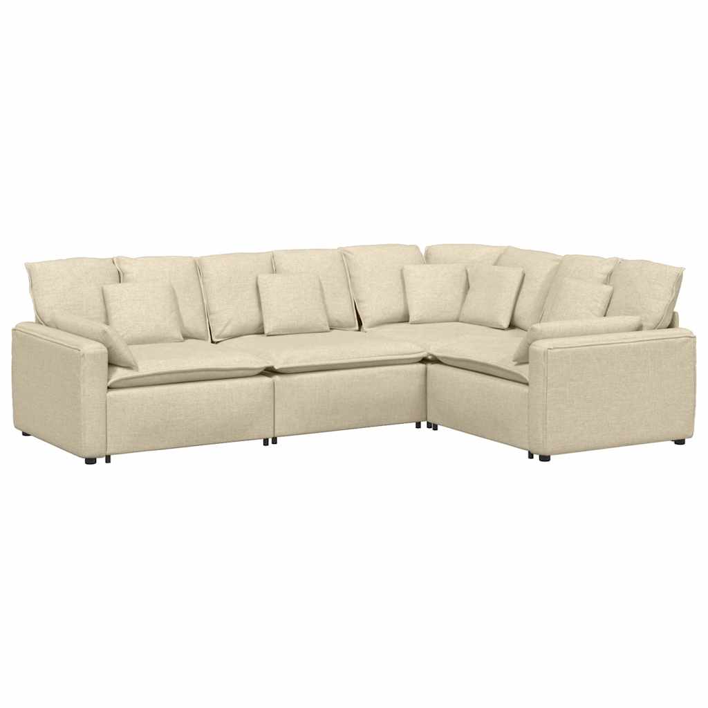 vidaXL Canapea modulară cu perne, crem, textil vidaXL Canapea modulară cu perne, crem, textil