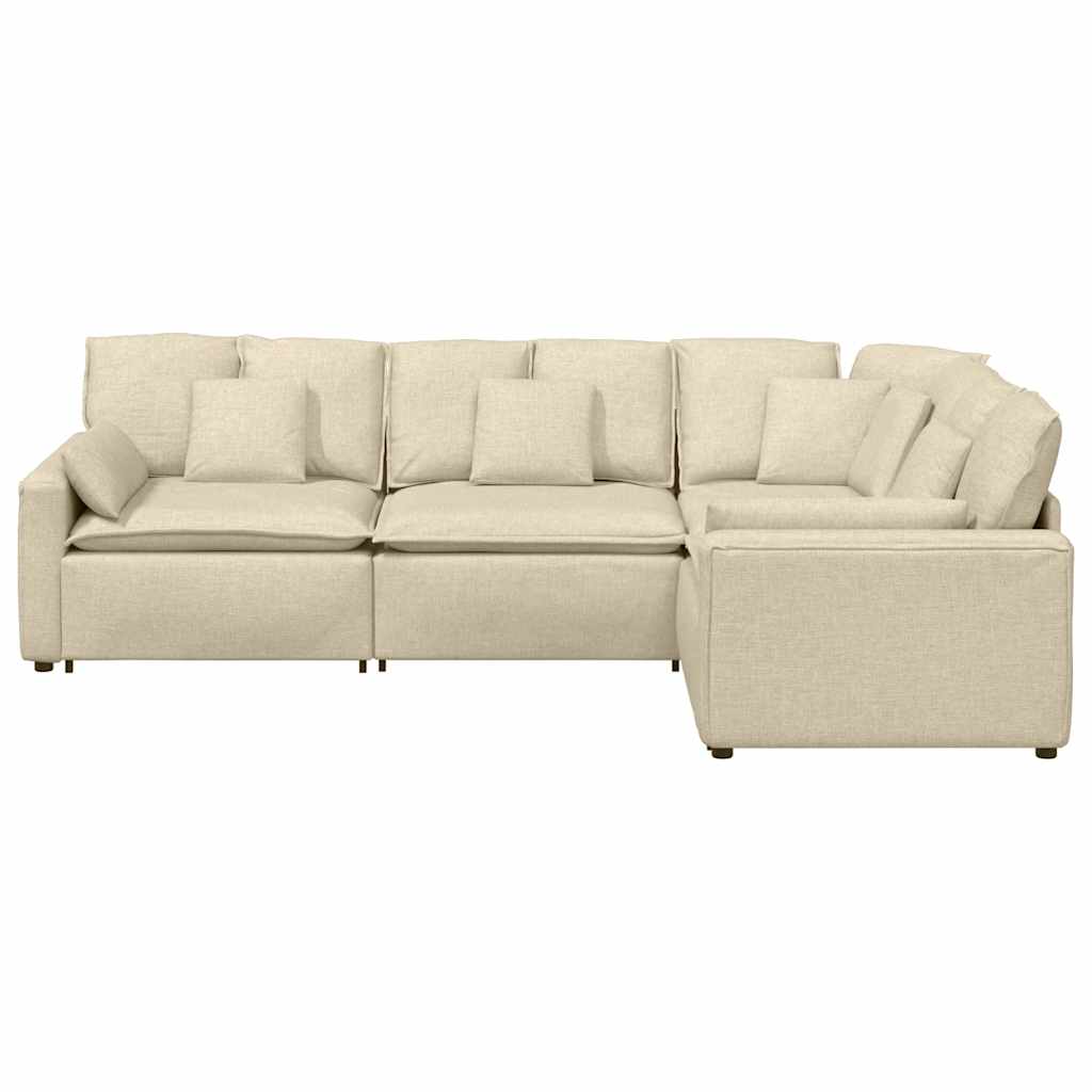 vidaXL Canapea modulară cu perne, crem, textil vidaXL Canapea modulară cu perne, crem, textil
