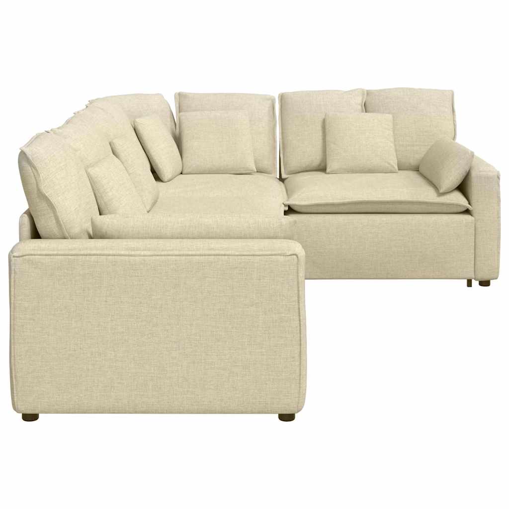 vidaXL Canapea modulară cu perne, crem, textil vidaXL Canapea modulară cu perne, crem, textil
