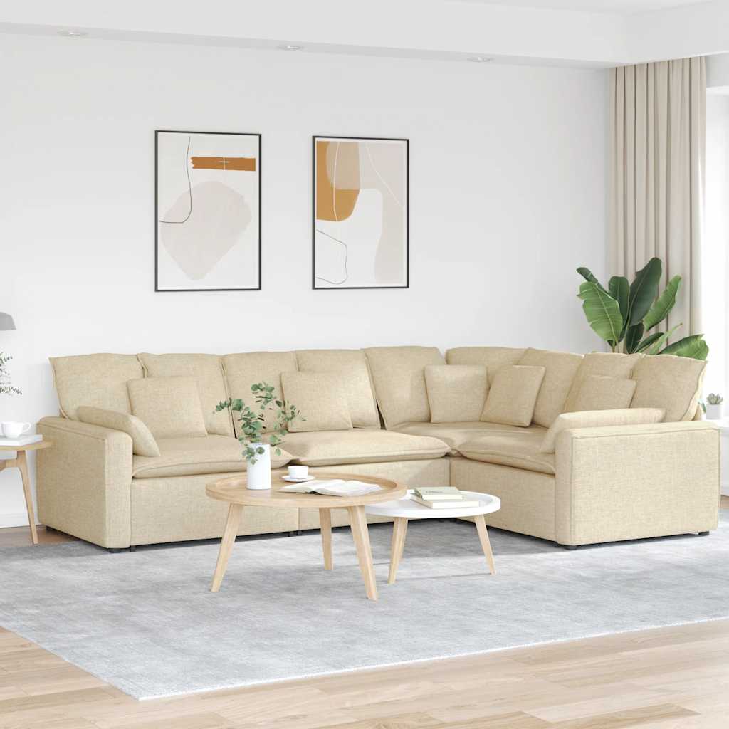 vidaXL Canapea modulară cu perne, crem, textil vidaXL Canapea modulară cu perne, crem, textil