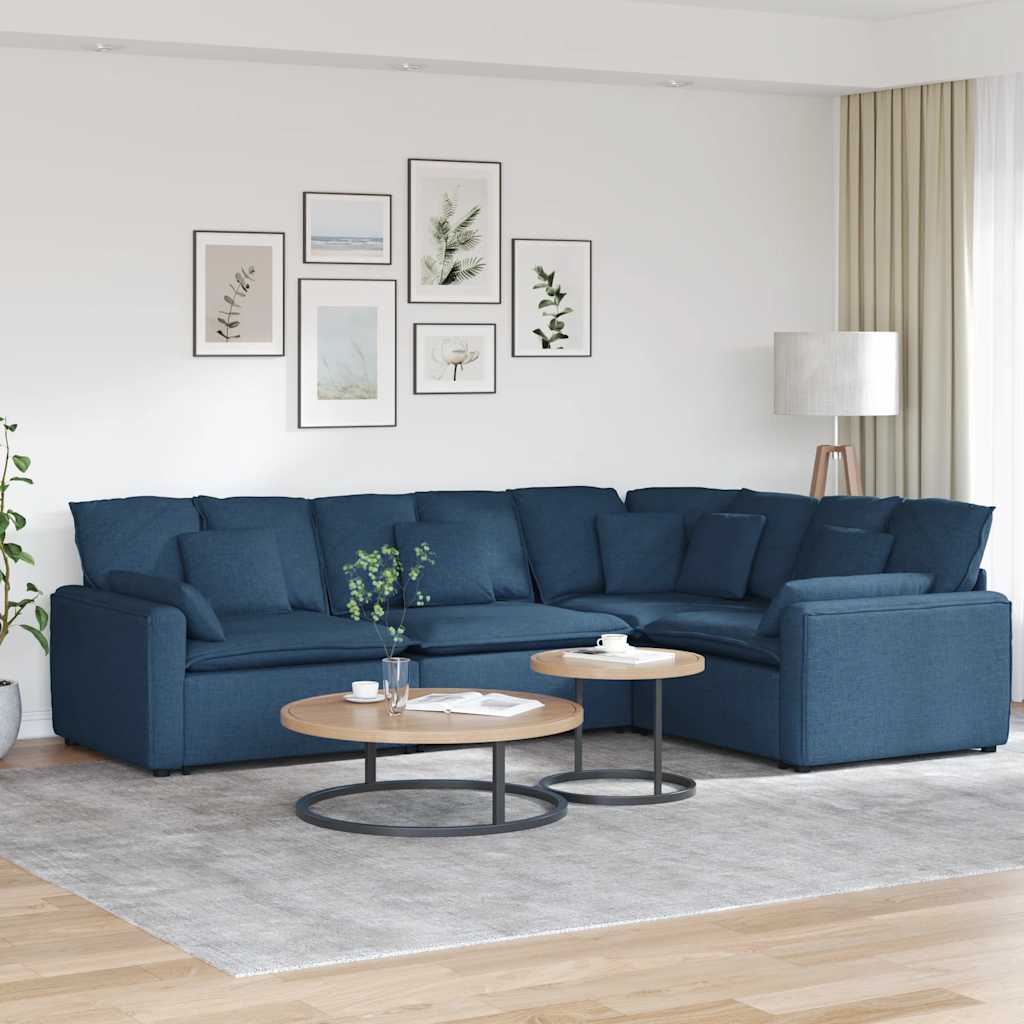 vidaXL Canapea modulară cu perne, albastru, textil vidaXL Canapea modulară cu perne, albastru, textil