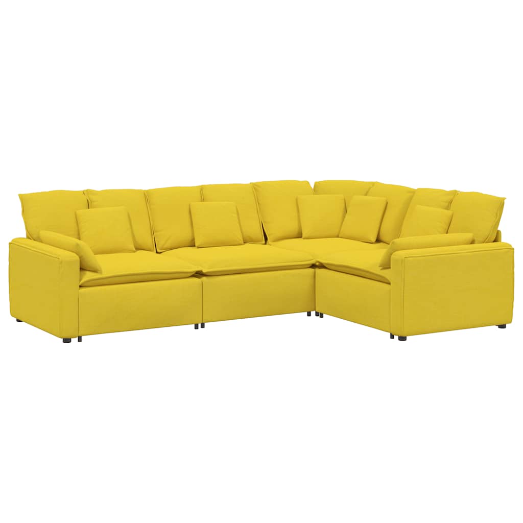 vidaXL Canapea modulară cu perne, galben deschis, textil vidaXL Canapea modulară cu perne, galben deschis, textil