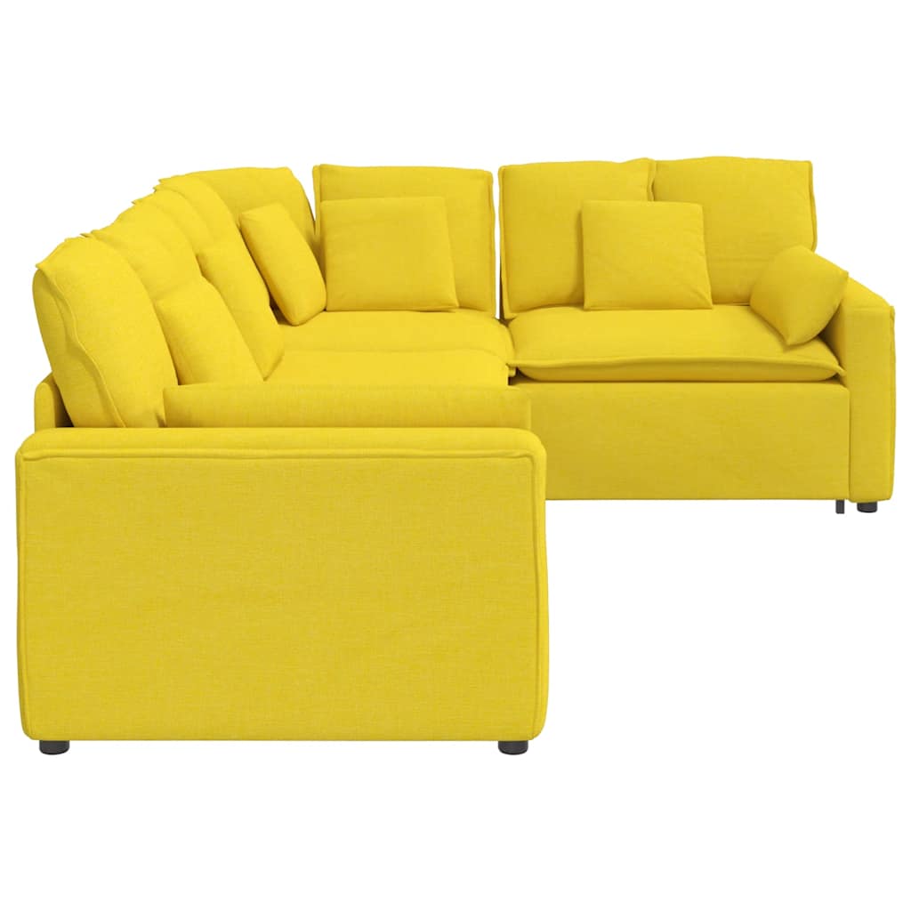 vidaXL Canapea modulară cu perne, galben deschis, textil vidaXL Canapea modulară cu perne, galben deschis, textil