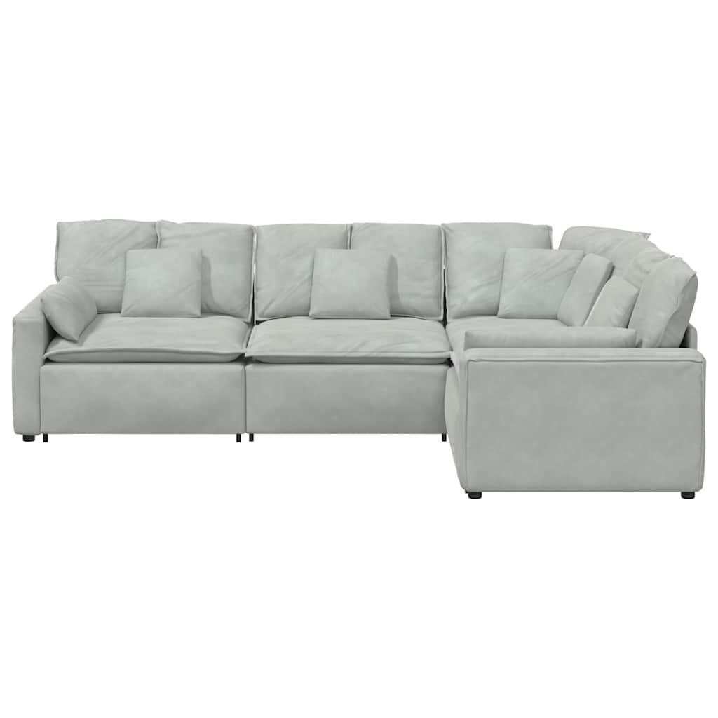 vidaXL Canapea modulară cu perne, gri deschis, catifea vidaXL Canapea modulară cu perne, gri deschis, catifea