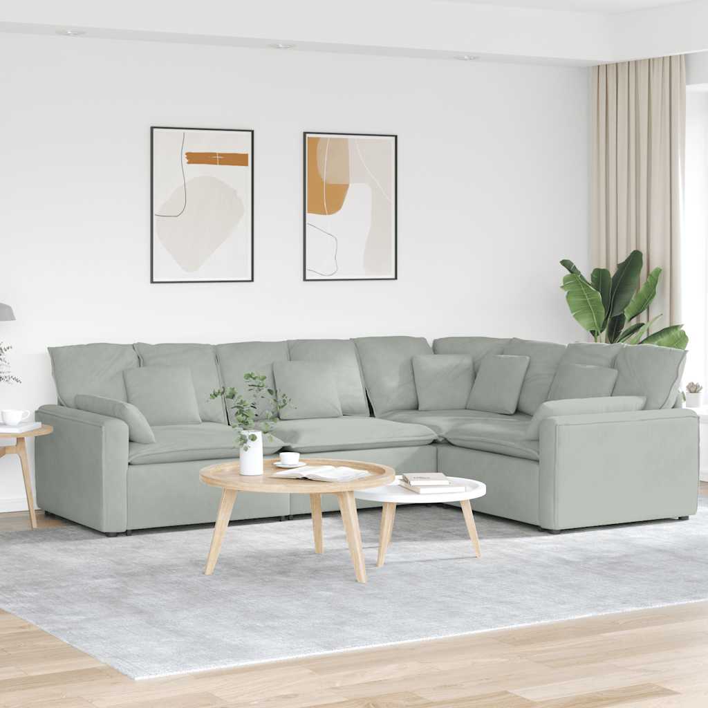 vidaXL Canapea modulară cu perne, gri deschis, catifea vidaXL Canapea modulară cu perne, gri deschis, catifea
