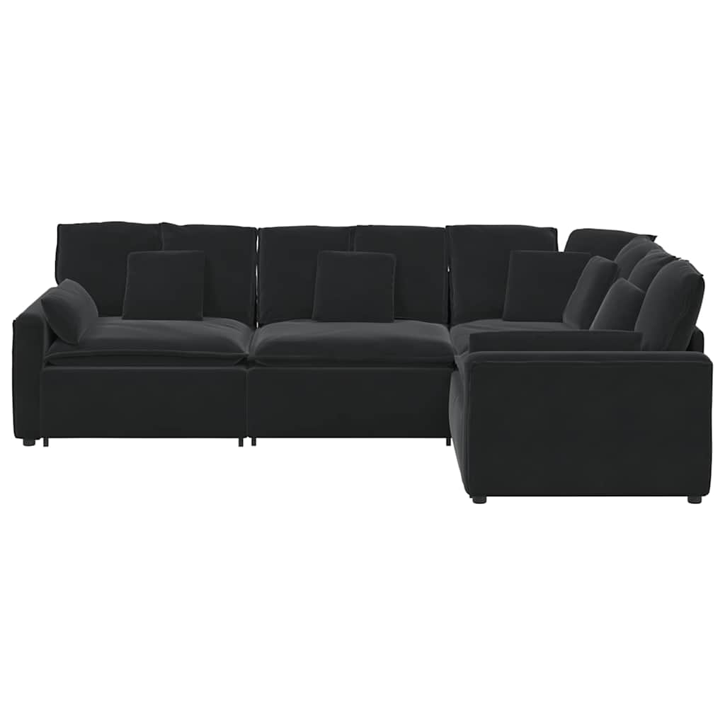 vidaXL Canapea modulară cu perne, negru, catifea vidaXL Canapea modulară cu perne, negru, catifea