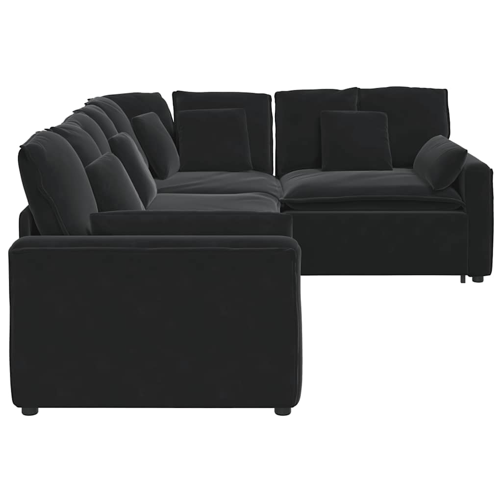 vidaXL Canapea modulară cu perne, negru, catifea vidaXL Canapea modulară cu perne, negru, catifea