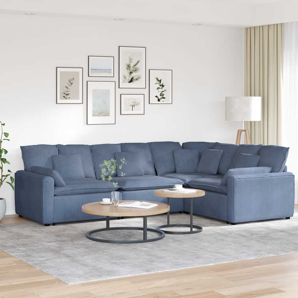 vidaXL Canapea modulară cu perne, albastru, țesătură velur vidaXL Canapea modulară cu perne, albastru, țesătură velur