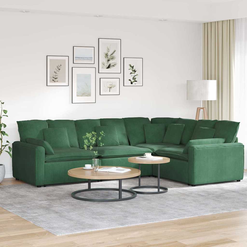 vidaXL Canapea modulară cu perne, verde închis, țesătură velur vidaXL Canapea modulară cu perne, verde închis, țesătură velur