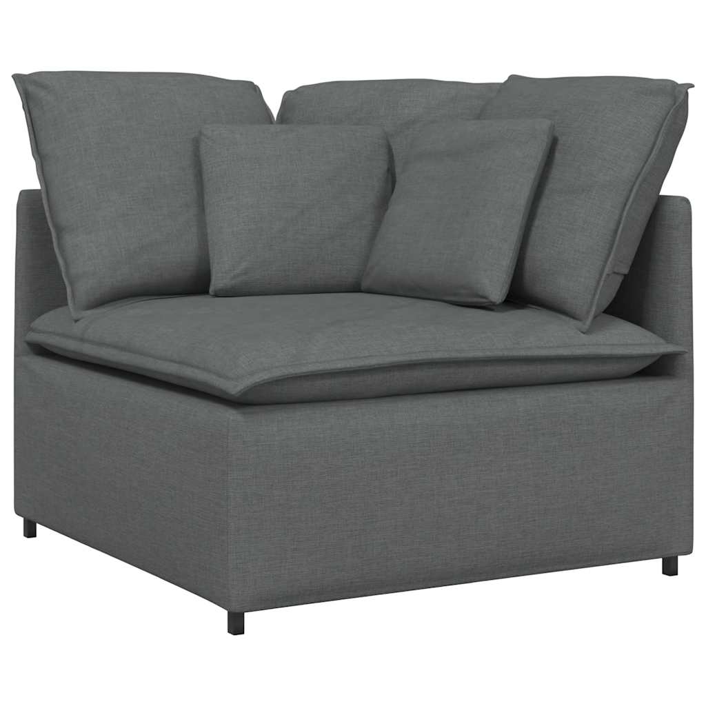 vidaXL Canapea modulară cu taburet și perne material textil gri închis vidaXL Canapea modulară cu taburet și perne material textil gri închis