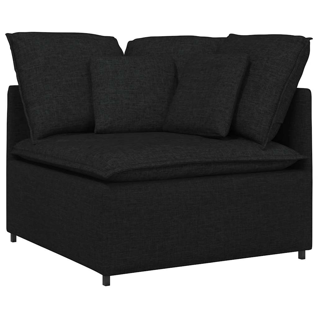 vidaXL Canapea modulară cu taburet și perne, material textil, negru