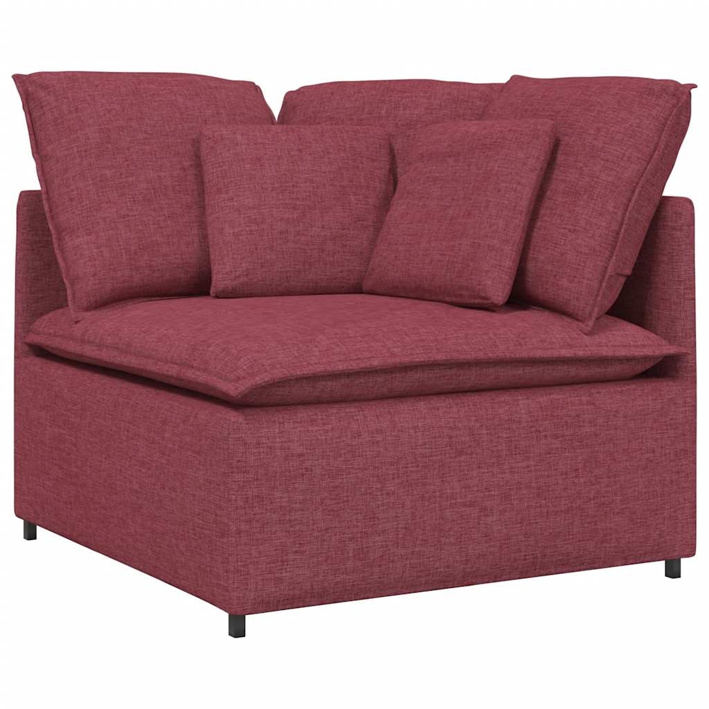 vidaXL Canapea modulară cu taburet și perne, material textil, roșu vin vidaXL Canapea modulară cu taburet și perne, material textil, roșu vin