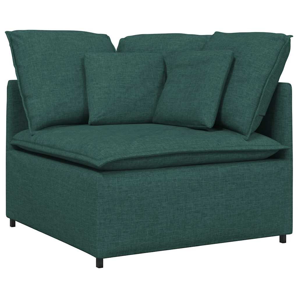 vidaXL Canapea modulară cu taburet și perne, textil, verde închis vidaXL Canapea modulară cu taburet și perne, textil, verde închis