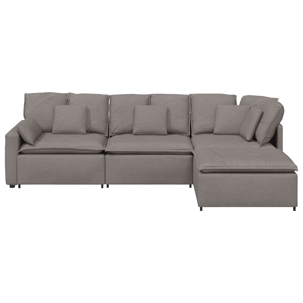 vidaXL Canapea modulară cu taburet și perne, textil, gri taupe