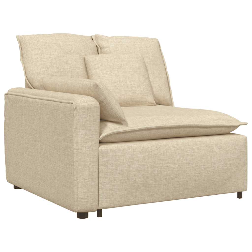 vidaXL Canapea modulară cu taburet și perne, material textil, crem vidaXL Canapea modulară cu taburet și perne, material textil, crem