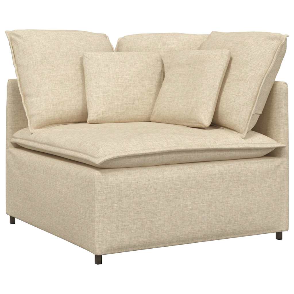 vidaXL Canapea modulară cu taburet și perne, material textil, crem vidaXL Canapea modulară cu taburet și perne, material textil, crem