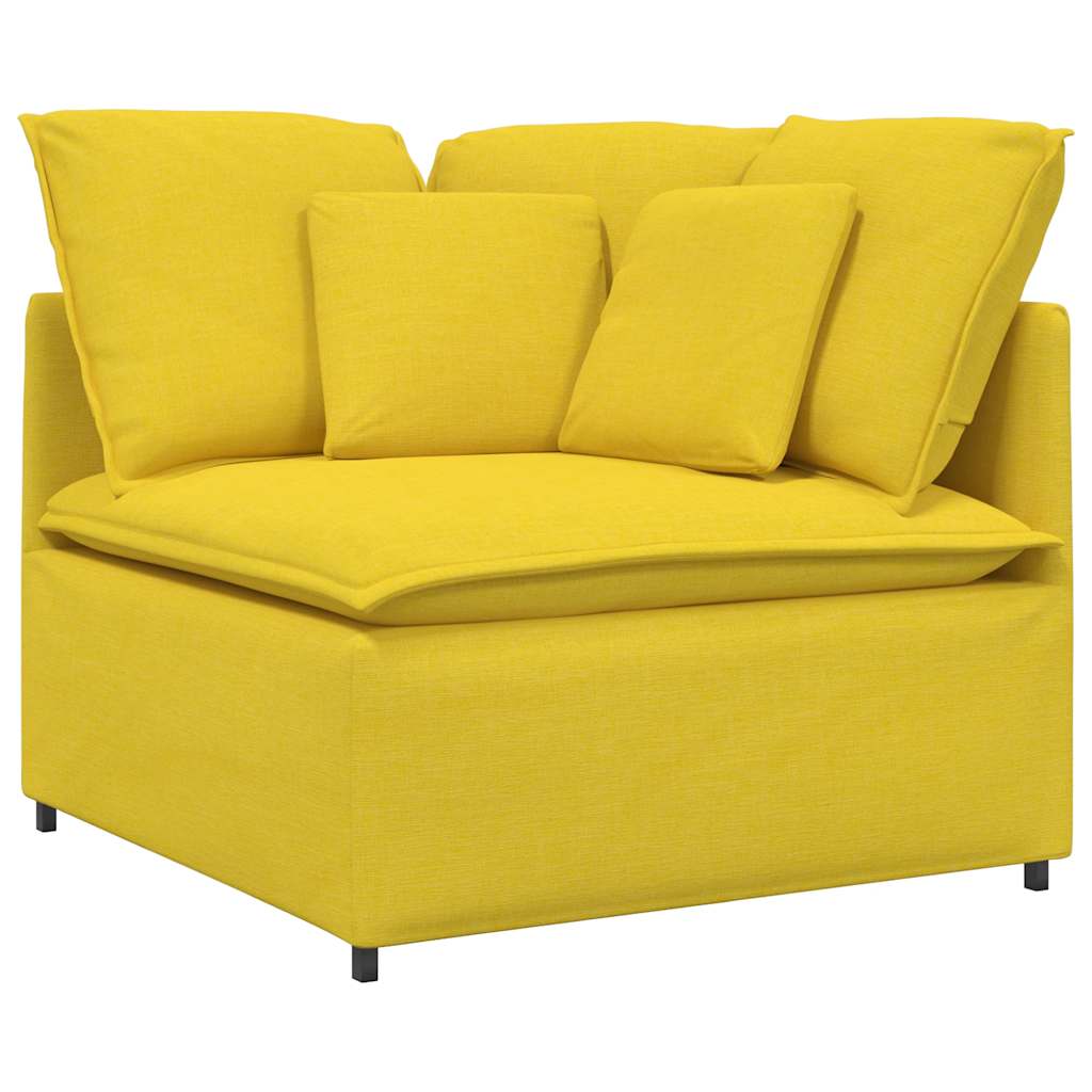 vidaXL Canapea modulară cu taburet și perne, textil, galben deschis