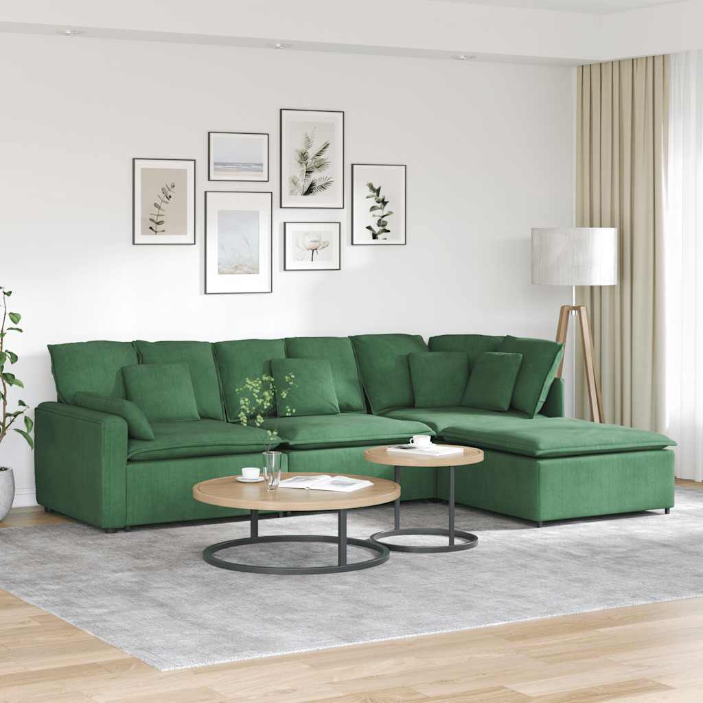 vidaXL Canapea modulară cu taburet și perne, verde închis vidaXL Canapea modulară cu taburet și perne, verde închis