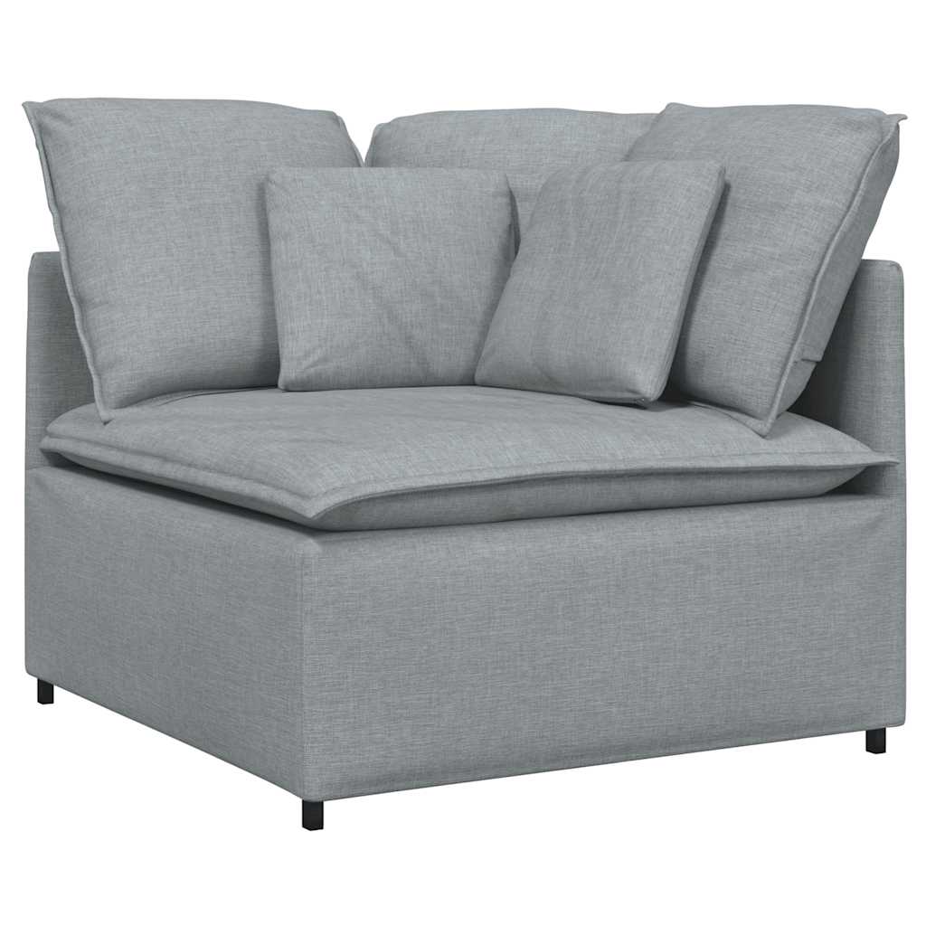 vidaXL Canapea modulară cu taburet și perne, textil, gri deschis vidaXL Canapea modulară cu taburet și perne, textil, gri deschis