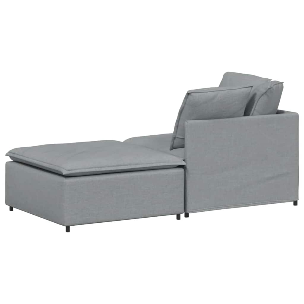 vidaXL Canapea modulară cu taburet și perne, textil, gri deschis vidaXL Canapea modulară cu taburet și perne, textil, gri deschis