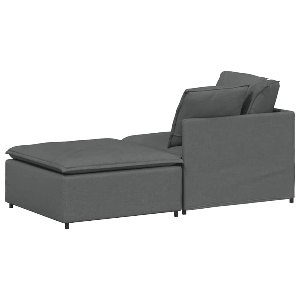 vidaXL Canapea modulară cu taburet și perne material textil gri închis