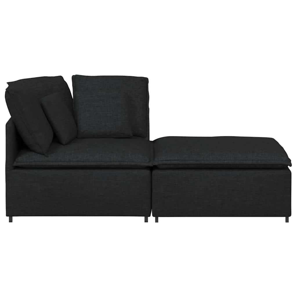 vidaXL Canapea modulară cu taburet și perne, material textil, negru vidaXL Canapea modulară cu taburet și perne, material textil, negru