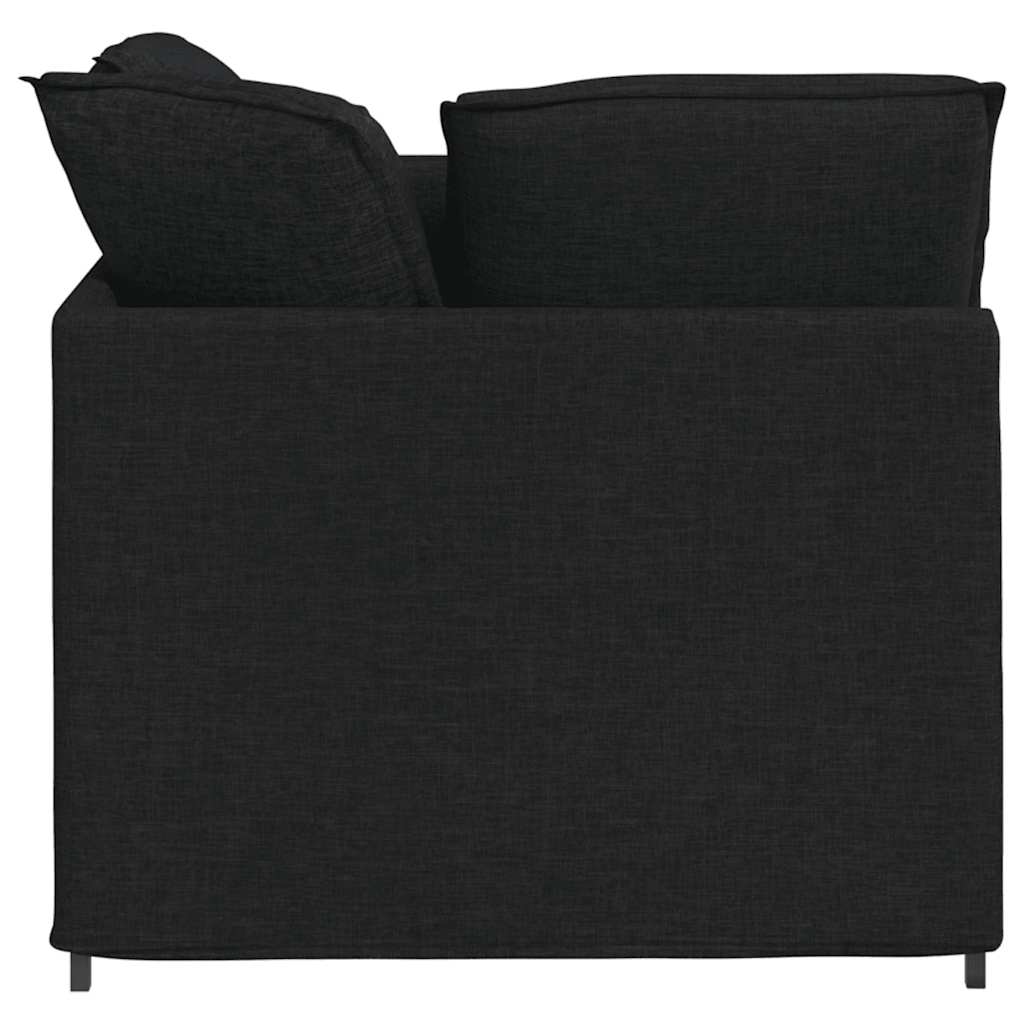 vidaXL Canapea modulară cu taburet și perne, material textil, negru vidaXL Canapea modulară cu taburet și perne, material textil, negru
