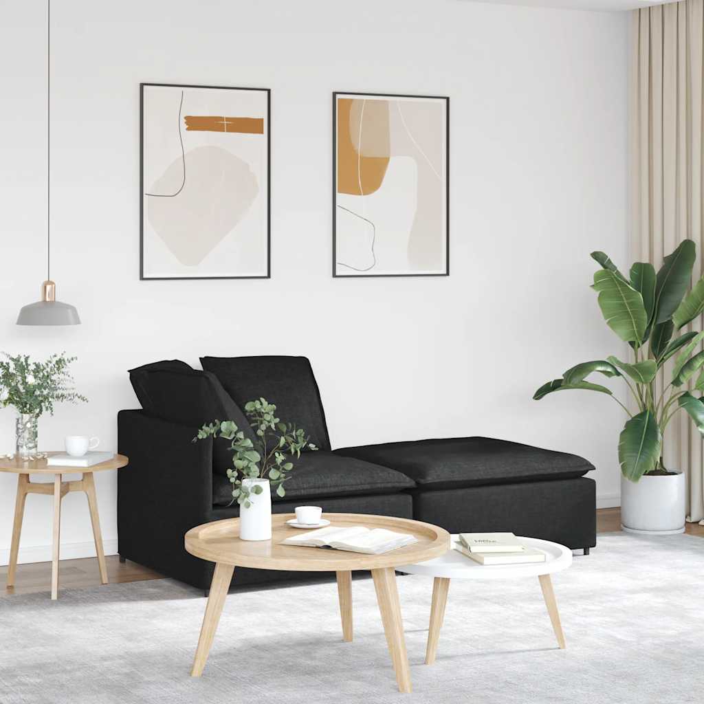 vidaXL Canapea modulară cu taburet și perne, material textil, negru vidaXL Canapea modulară cu taburet și perne, material textil, negru