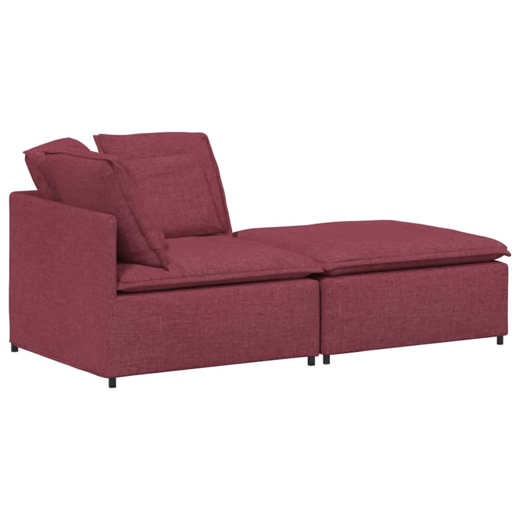 vidaXL Canapea modulară cu taburet și perne, material textil, roșu vin vidaXL Canapea modulară cu taburet și perne, material textil, roșu vin