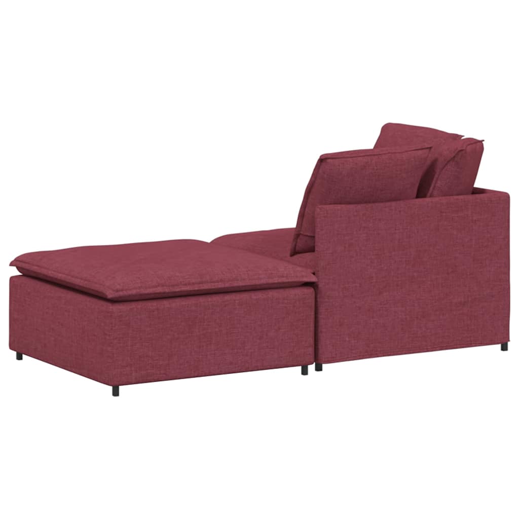 vidaXL Canapea modulară cu taburet și perne, material textil, roșu vin vidaXL Canapea modulară cu taburet și perne, material textil, roșu vin