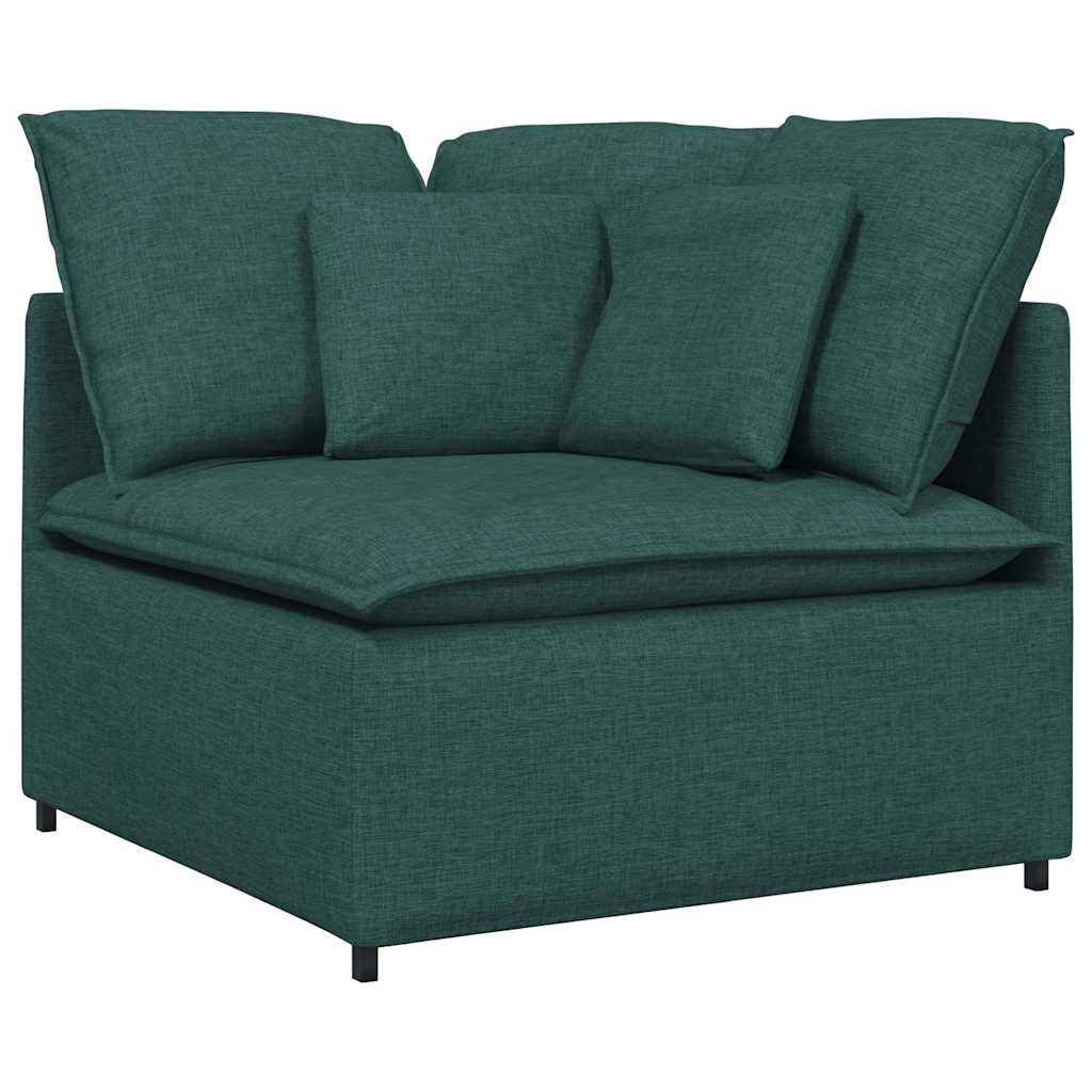 vidaXL Canapea modulară cu taburet și perne, textil, verde închis vidaXL Canapea modulară cu taburet și perne, textil, verde închis
