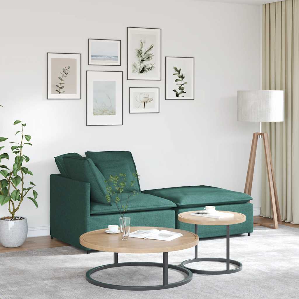 vidaXL Canapea modulară cu taburet și perne, textil, verde închis vidaXL Canapea modulară cu taburet și perne, textil, verde închis