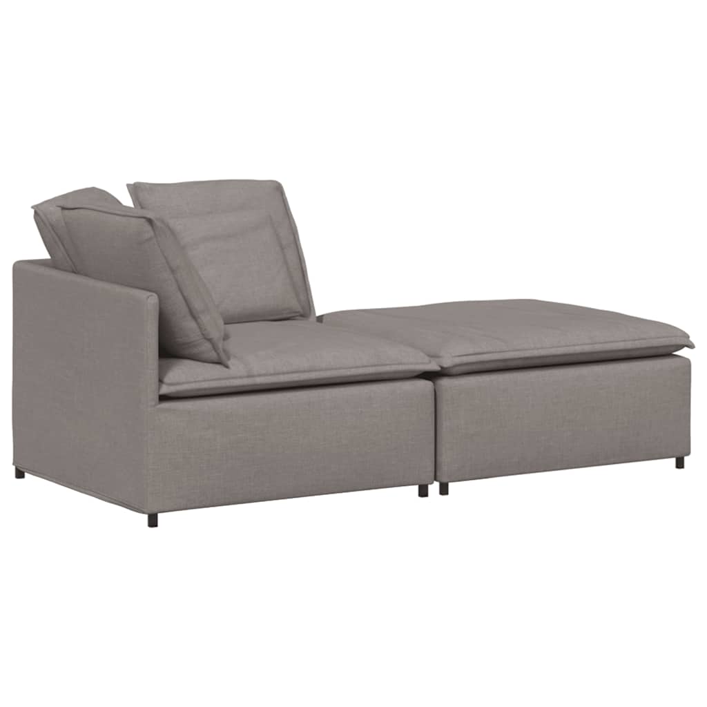 vidaXL Canapea modulară cu taburet și perne, textil, gri taupe vidaXL Canapea modulară cu taburet și perne, textil, gri taupe