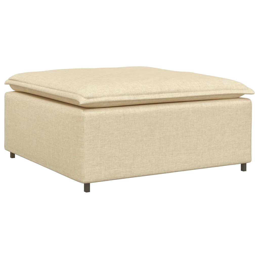 vidaXL Canapea modulară cu taburet și perne, material textil, crem vidaXL Canapea modulară cu taburet și perne, material textil, crem