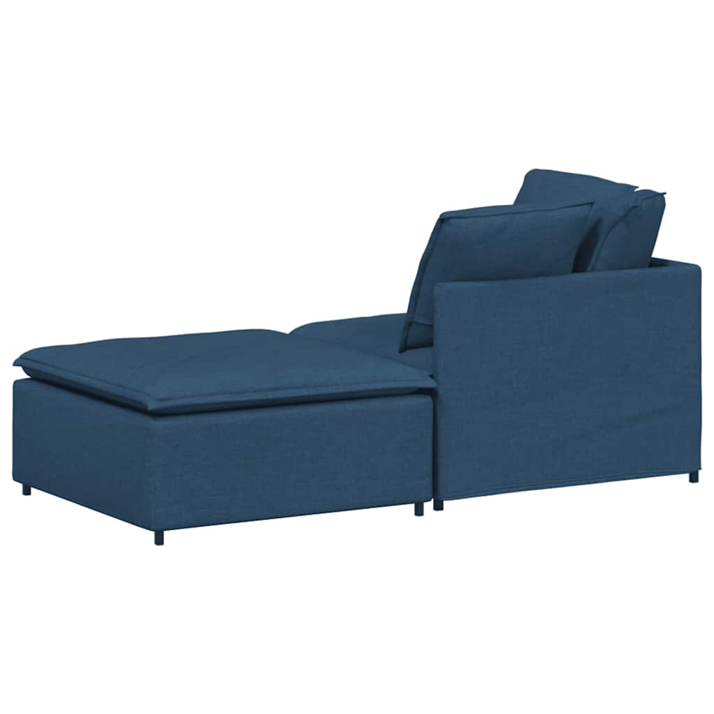 vidaXL Canapea modulară cu taburet și perne, material textil, albastru