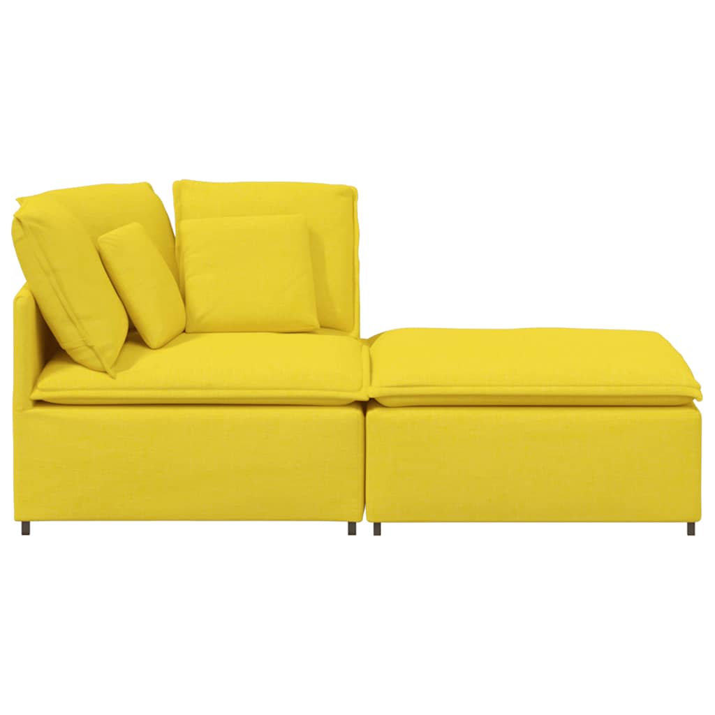 vidaXL Canapea modulară cu taburet și perne, textil, galben deschis