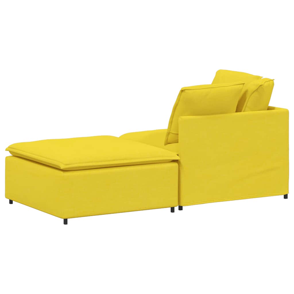 vidaXL Canapea modulară cu taburet și perne, textil, galben deschis