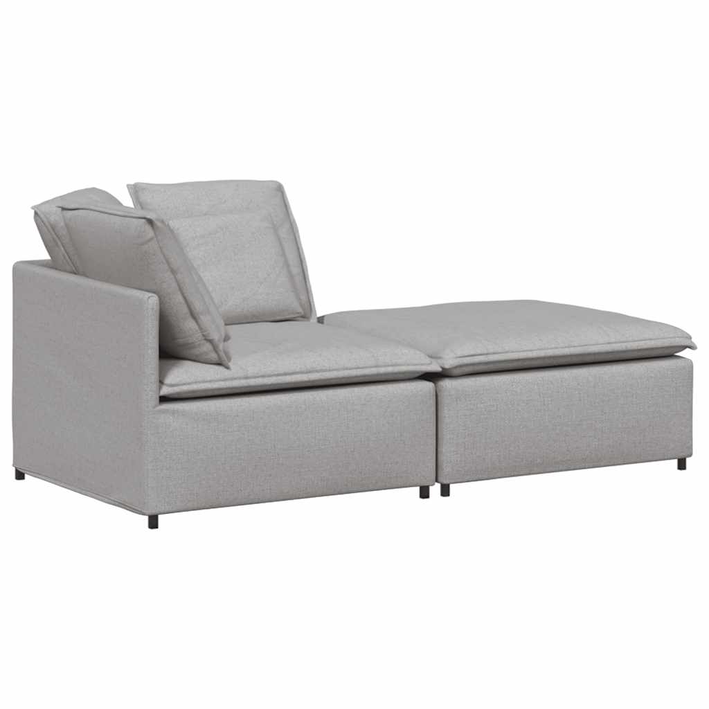 vidaXL Canapea modulară cu taburet și perne, material textil, gri nor vidaXL Canapea modulară cu taburet și perne, material textil, gri nor
