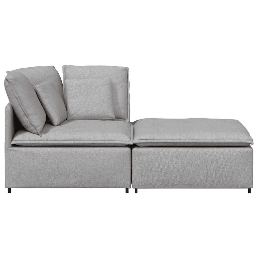 vidaXL Canapea modulară cu taburet și perne, material textil, gri nor vidaXL Canapea modulară cu taburet și perne, material textil, gri nor