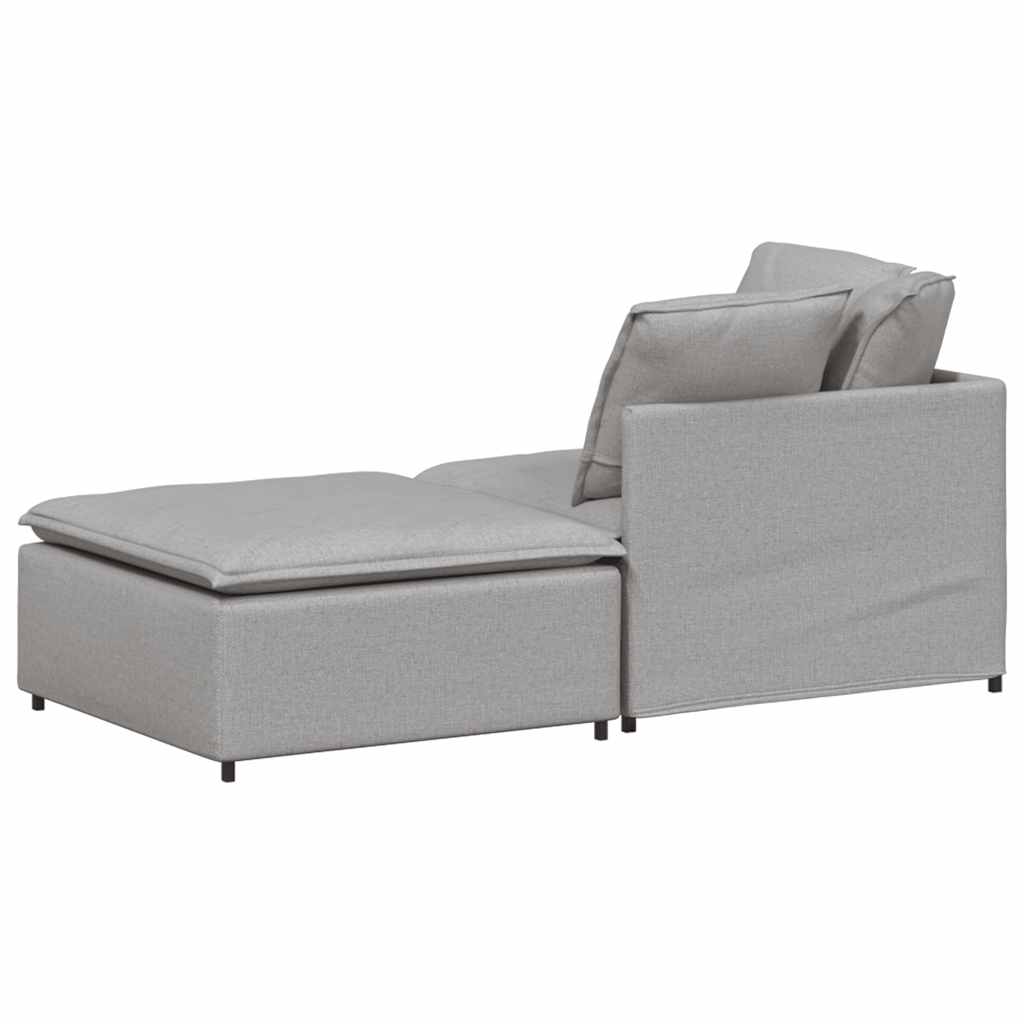 vidaXL Canapea modulară cu taburet și perne, material textil, gri nor vidaXL Canapea modulară cu taburet și perne, material textil, gri nor