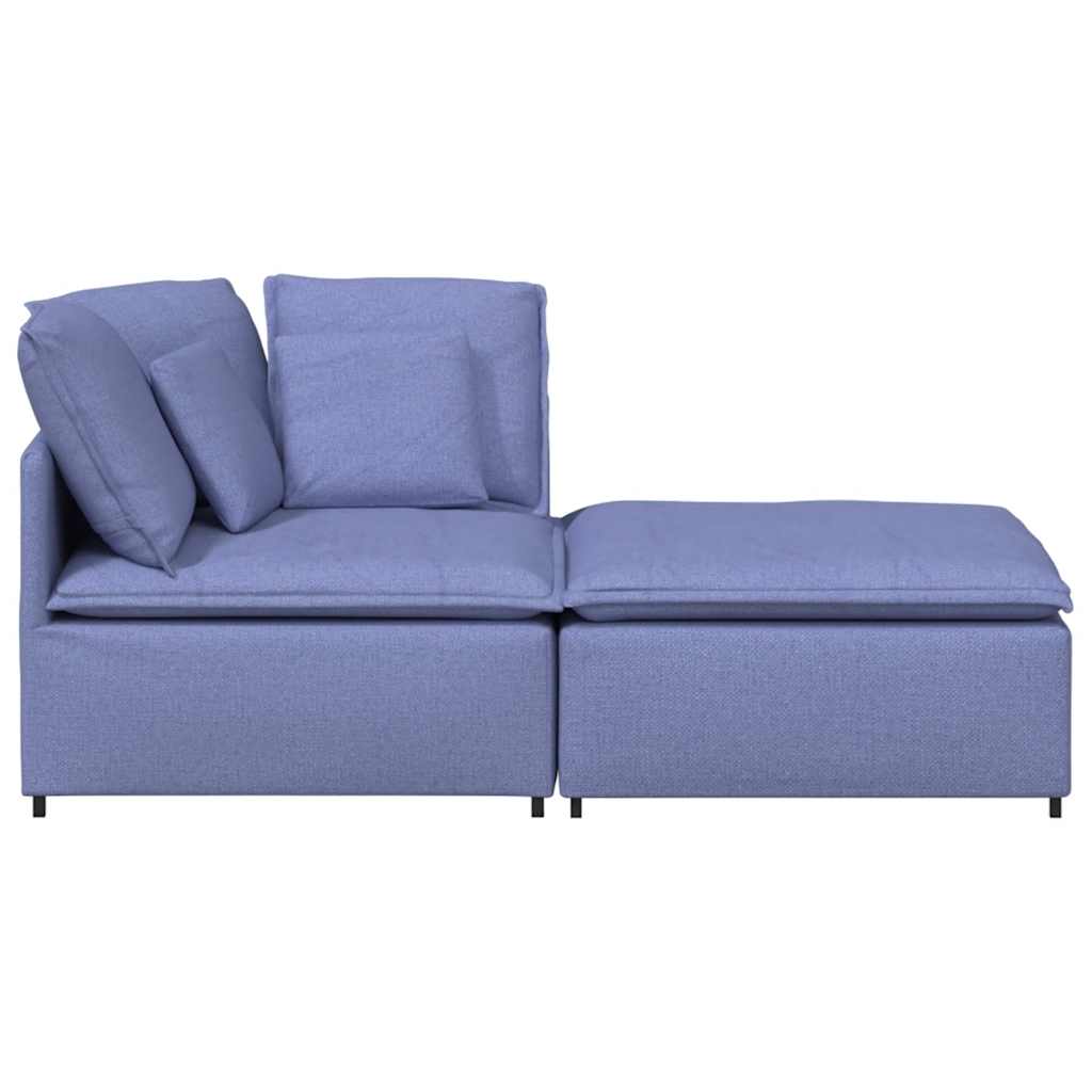vidaXL Canapea modulară cu taburet și perne, textil, albastru jeans