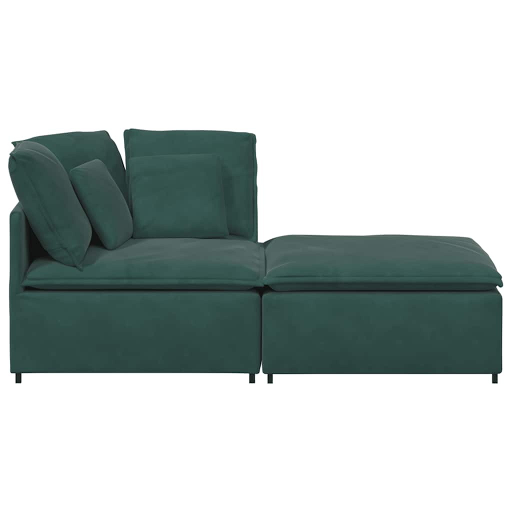 vidaXL Canapea modulară cu taburet și perne, catifea, verde închis